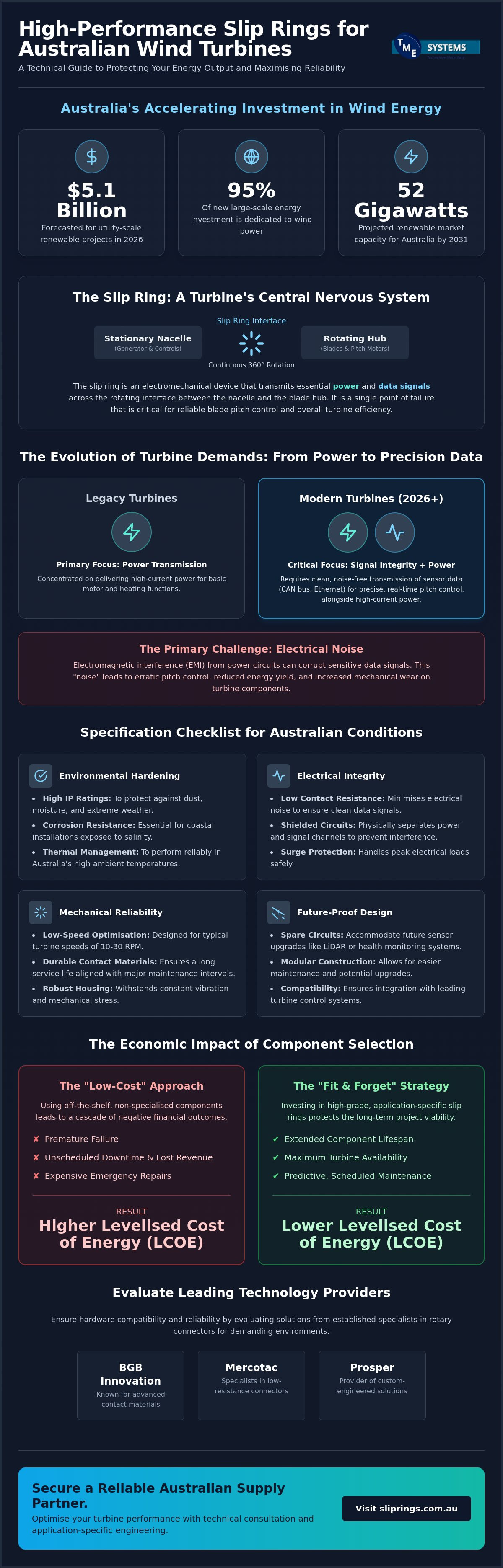 Slip Rings for Wind Turbines Australia: The 2026 Technical Selection Guide infographic