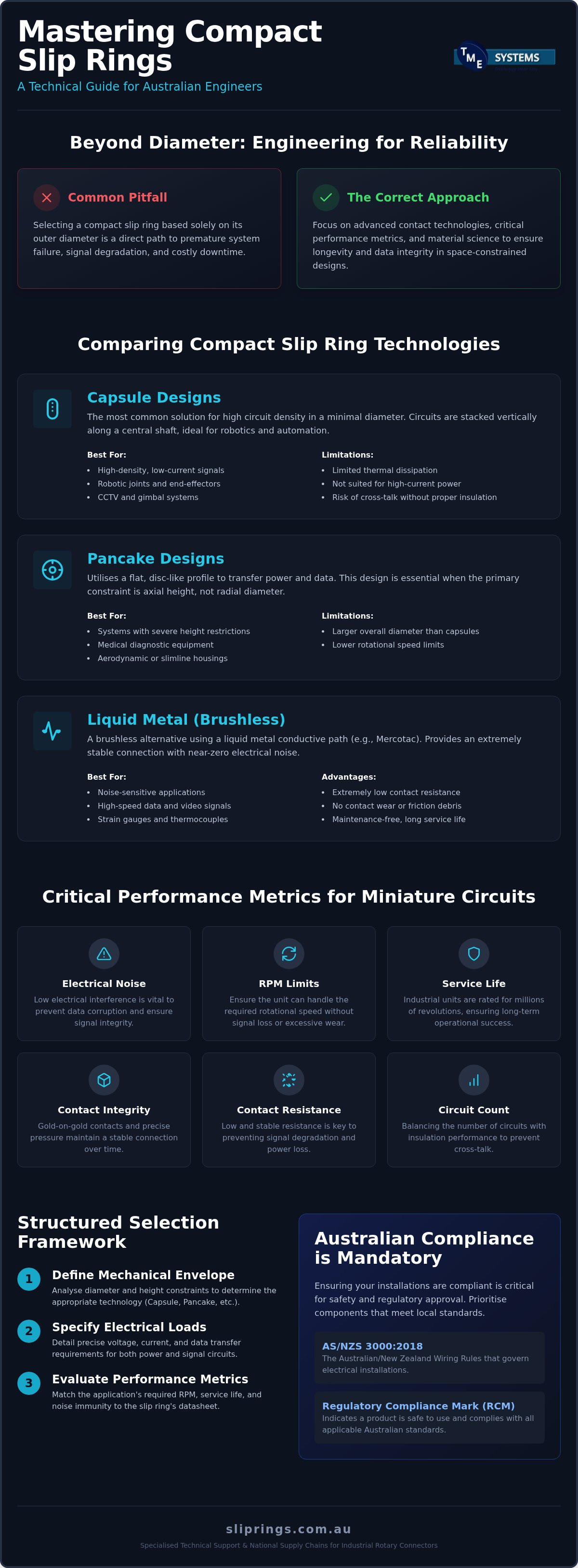 Compact Slip Rings: Australian Industry Selection Guide infographic
