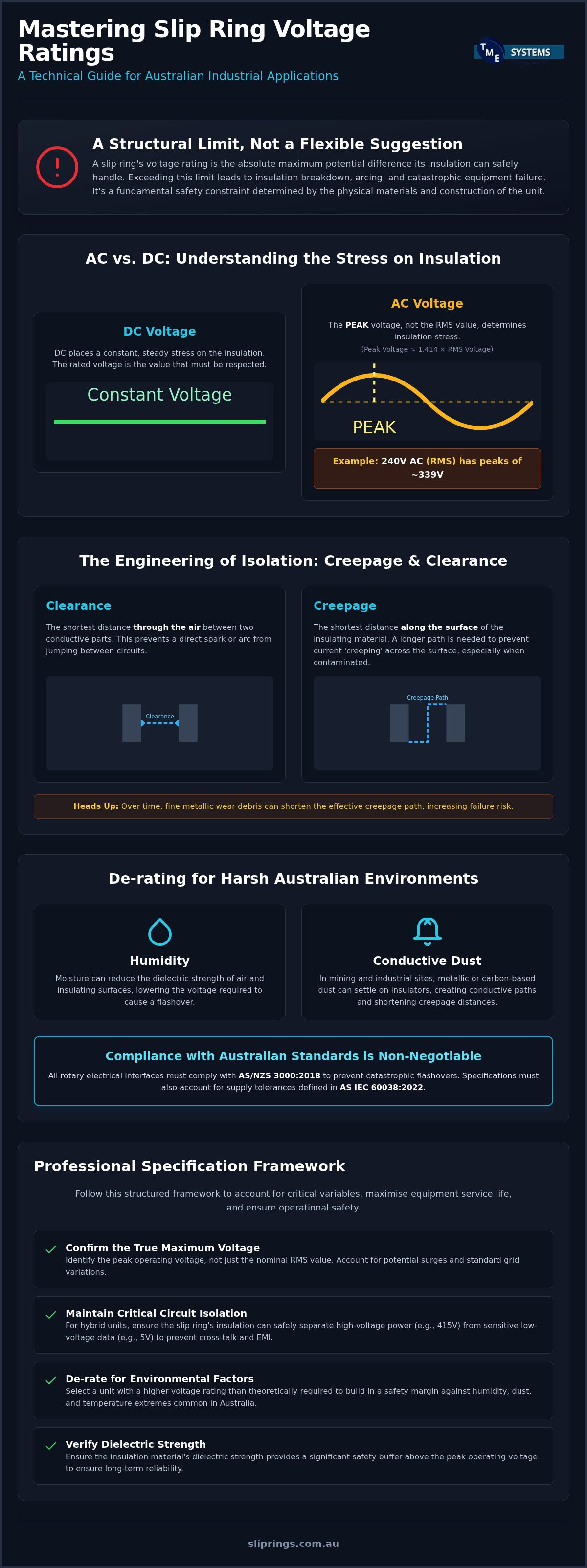 Slip Ring Voltage Rating: The Technical Reference for Avoiding Electrical Failure infographic